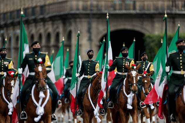 (200917) -- MEXICO CITY, Sept. 17, 2020 -- Soldiers attend Mexico s Independence Day military parade in Mexico City, capital of Mexico, Sept. 16, 2020. (Photo by Xinhua) MEXICO-MEXICO CITY-INDEPENDENCE DAY-PARADE FranciscoxCanedo 