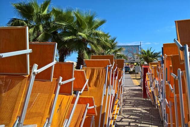 Rimini is a city on the Italian Adriatic coast in Emilia Romagna with 151,200 inhabitants as of 31 December 2019 The city on the Adriatic Sea is a centre of seaside tourism Photo Covid 19 Corona is causing enormous losses in the tourism sector Many of the sun loungers cannot be rented out to tourists as