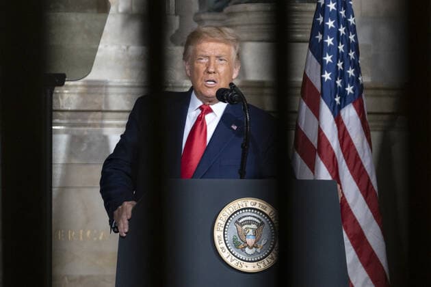 United States President Donald Trump makes remarks at the White House Conference on American History in observance of Constitution Day at the National Archives in Washington, DC on Thursday, September 17, 2020.  WAXP2020091784 AlexxEdelman