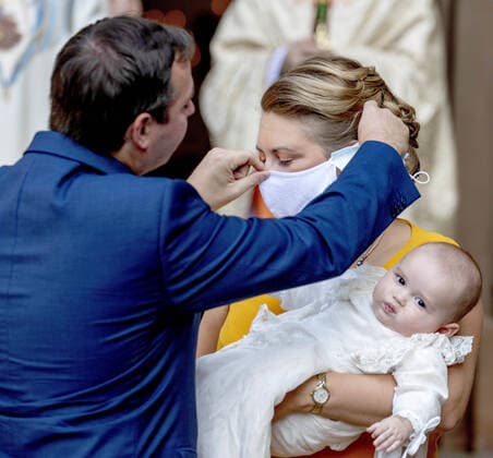 19-09-2020 Luxembourg Grand Duke Guillaume and Grand Duchess Stephanie arrive for the baptism of Prince Charles of Luxembourg at the Church of the Abbey of Saint Maurice de Clervaux (Grand Duchy of Luxembourg) in Luxembourg.  Copyright: xPPEx