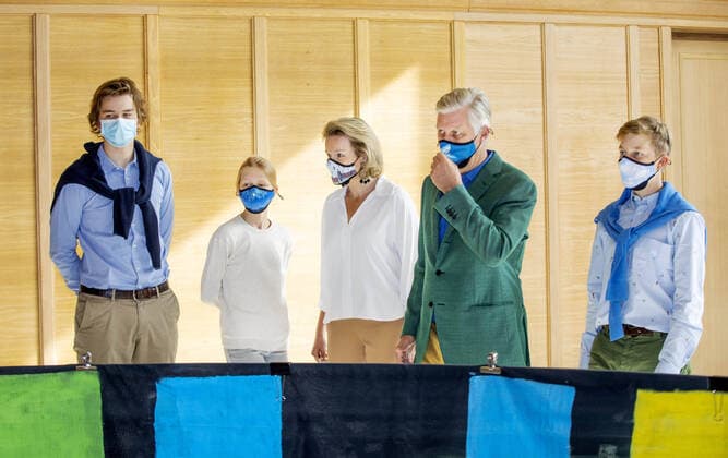 20-09-2020 Belgium Queen Mathilde and King Filip and Princess Eleonore and Prince Gabriel and Prince Emmanuel during the Belgium ‘’car free sunday’’ in Brussels.  Copyright: xPPEx