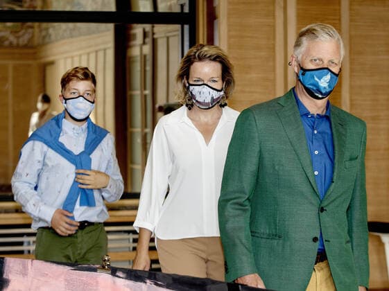 20-09-2020 Belgium Queen Mathilde and King Filip and Prince Emmanuel during the Belgium ‘’car free sunday’’ in Brussels.  Copyright: xPPEx