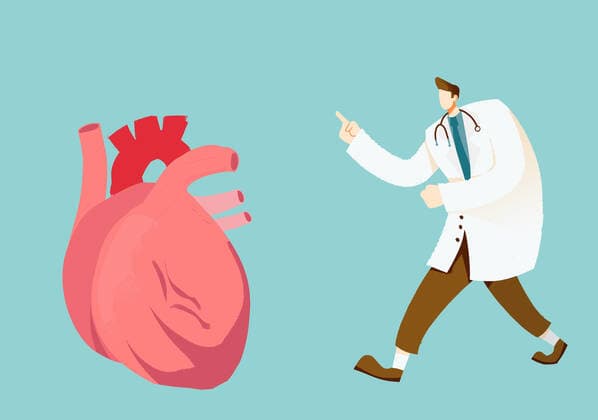Cartoon hand drawn medical care illustration of heart disease myocardial infarction  799431703204855861