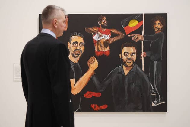 ARCHIBALD PRIZE WINNER 2020, The announcement of the Archibald Prize was held virtually from the Art Gallery of NSW Sydney, Friday, September 25, 2020. Indigenous Artist Vincent Namatjira won the Archibald Prize with his work Stand Strong for Who You Are (pictured). ( NO ARCHIVING, EDITORIAL USE ONLY, NO USE IN BOOKS WITHOUT CONSENT SYDNEY NSW AUSTRALIA  Copyright: xx 20200925001492741076