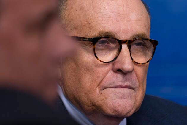 Former Mayor Rudy Giuliani (Republican of New York, New York) looks on as United States President Donald J. Trump holds a news briefing in the Brady Press Briefing Room of the White House in Washington, DC on Sunday, September 27, 2020. Copyright: xChrisxKleponisx xPoolxviaxCNPx MediaPunchx