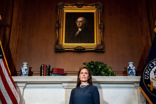 Judge Amy Coney Barrett, President Donald Trump s nominee to the Supreme Court, meets with Senate Majority Leader Mitch McConnell and Vice President Mike Pence in the Capitol in Washington, DC on Tuesday, September 29, 2020. Barret will meet with Senators before her confirmation hearing. Pool  WAXP2020092906 ErinxSchaff