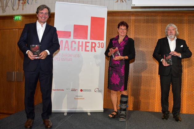Award ceremony of Macher des Ostens 2020 Prizewinner Economy, Rainer Glaess, GK Software SE Schöneck, Saxony , Dr Ute Bergner, Uwe Blaumann Ceremony of the award ceremony, Macher Ehrenpreis des Ostens in Berlin on 29 09 2020 Photopress Mueller