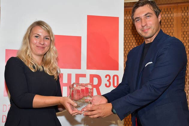 Award Ceremony Makers of the East 2020 Award Winner, Newcomer, Maria Piechnik, Co Founder, Dr Georg Puechel, both CPO Wandelbots GmbH Ceremony for the Award Ceremony, Makers Honorary Award of the East in Berlin on 29 09 2020 Photopress Mueller