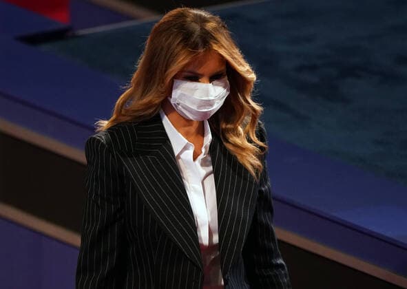 Melania Trump, wife of President Donald Trump, arrives for the first of three scheduled 90 minute presidential debates between President Trump and Democratic presidential nominee Joe Biden, in Cleveland, Ohio, on Tuesday, September 29, 2020.  CLE20200929504 KEVINxDIETSCH