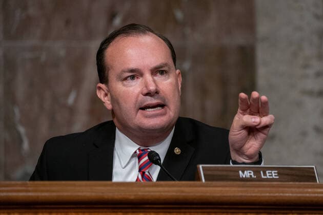 United States Senator Mike Lee (Republican of Utah) asks questions to James Comey, Former Director Of The Federal Bureau Of Investigation before the Senate Judiciary Committee during an oversight hearing to examine the Crossfire Hurricane Investigation in Washington DC., on Wednesday, September 30, 2020. Copyright: xKenxCedenox xPoolxviaxCNPx MediaPunchx