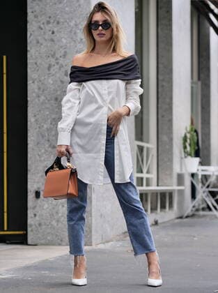 Simona Marziali street fashion outfits Model Lorenza Stante street style outfit before Simona Marziali fashion show during Milano fashion week Fall winter 2020 Milano Italy Copyright: LucaxPonti