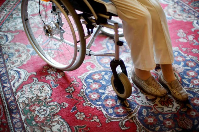 Düsseldorf, Germany, 06 09 2020 97 year old senior citizen in a wheelchair