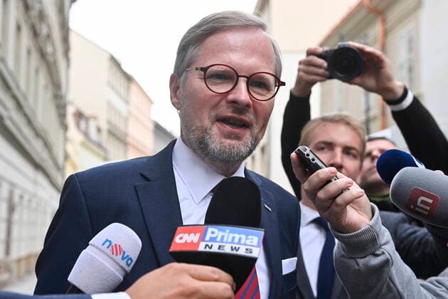 ODS chairman Petr Fiala speaks with journalist and followed results of the elections to the regional assemblies and the first round of the election to one-third of the Senate, the upper house of parliament in Prague, Czech Republic, October 3, 2020. (CTKxPhoto MichalxKamaryt) CTKPhotoP202010030465201 kmt 1