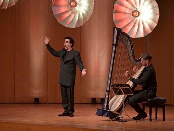 03 10 2020, Classic Festival Bad Wörishofen, Festival of Nations 2020 at the Kurhaus Bad Wörishofen in Allgäu, Gala concert with Rolando Villazon, tenor with Xavier de Maistre, on the harp 03 10 2020, Classic Festival Bad Wörishofen 03 10 2020, Classic Festival Bad Wörishofen
