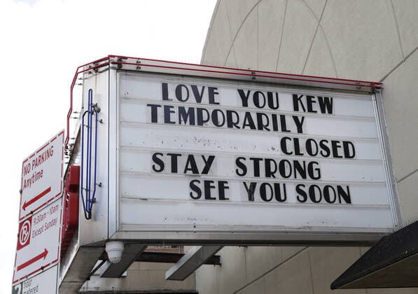 Kew Gardens Cinemas remains closed due to the coronavirus pandemic in the Kew Gardens section of New York City on Tuesday, October 6, 2020. Possibly 70 percent of small and midsize movie theater companies could be forced to file for bankruptcy protection or close permanently due to the ongoing shutdowns from the COVID-19 pandemic.  NYP20201006104 JOHNxANGELILLO