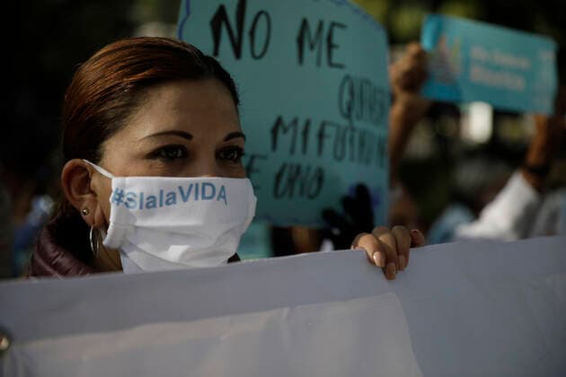 Mexico: Protest against legalization of Abortion Demonstrators of National Front For Family take part during a protest against legalization of abortion in the country, outside the Senate of Mexico, while Senators discuss the modification of a law for the decriminalization or not of abortion in Mexico City, Mexico. **World Rights ** Mexico City Mexico Copyright: MarianaxBae
