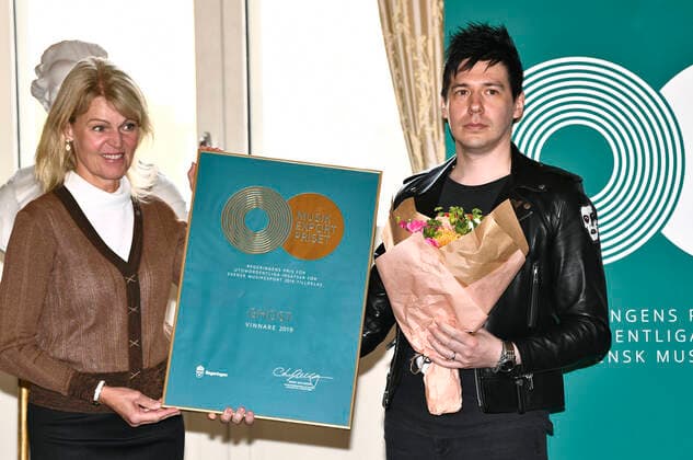 The Swedish heavy metal band Ghost, led by singer and songwriter Tobias Forge, receives the Government’s Music Export Prize from Anna Hallberg, Minister for Foreign Trade and Nordic Affairs, in Stockholm, Sweden, on October 07, 2020 STOCKHOLM Sweden x10090x,  Copyright: xClaudioxBrescianix xTTx MUSIC EXPORT PRIZE