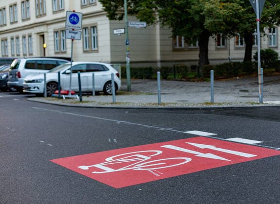 New bicycle street in Friedrichshain, A bicycle street from Palisadenstraße Weidenweg to Rigaer Straße was established Berlin Friedrichshain Berlin Germany