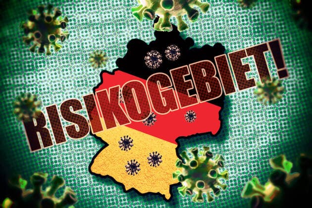 PHOTOMONTAGE, Germany borders and corona viruses, corona risk areas in Germany, symbol photo ** NUR FUER REDAKTIONELLE ZWECKE ** EDITORIAL USE ONLY **