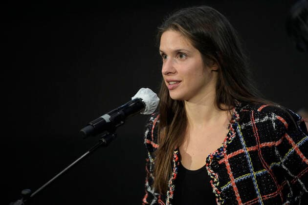 Actress Daphne Patakia pictured during the closing ceremony of the FIFF Festival Internationale du Film Francophone de Namur , Friday 09 October 2020 in Namur. This year edition is special to respect the sanitary measures to fight the Covid-19 pandemy.  LAURIExDIEFFEMBACQ 05879821