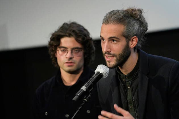 Director Thomas Licata and Director Hugo Brilmaker pictured during the closing ceremony of the FIFF Festival Internationale du Film Francophone de Namur , Friday 09 October 2020 in Namur. This year edition is special to respect the sanitary measures to fight the Covid-19 pandemy.  LAURIExDIEFFEMBACQ 05879836