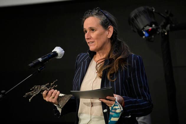 Producer Annemie Degryse pictured during the closing ceremony of the FIFF Festival Internationale du Film Francophone de Namur , Friday 09 October 2020 in Namur. This year edition is special to respect the sanitary measures to fight the Covid-19 pandemy.  LAURIExDIEFFEMBACQ 05879863