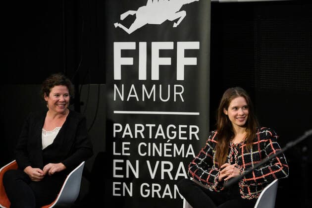 Anne Delseth and Actress Daphne Patakia pictured during the closing ceremony of the FIFF Festival Internationale du Film Francophone de Namur , Friday 09 October 2020 in Namur. This year edition is special to respect the sanitary measures to fight the Covid-19 pandemy.  LAURIExDIEFFEMBACQ 2561599