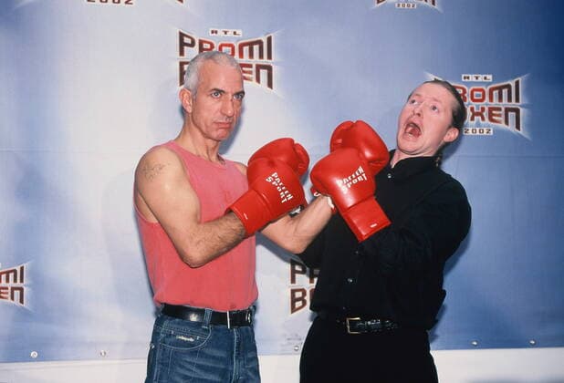 Actor Ralf Richter and Joey Kelly poses for the PK to the RTL Promiboxing on 25 10 2002