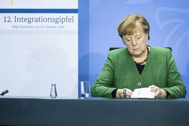 Angela Merkel, Federal Chancellor, recorded at a press conference on the occasion of the 12th Integration Summit in Berlin, 19 10 2020 Berlin Germany Copyright: xFlorianxGaertner photothek.netx