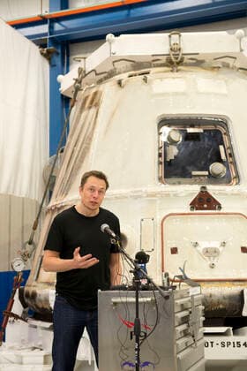 June 13, 2012, Mcgregor, Texas, United States: SpaceX CEO and Chief Designer ELON MUSK answers questions about the private Dragon spacecraft that returned to earth May 31st after delivering supplies to the International Space Station. The Dragon spacecraft will be retired as other similar vehicles are in production. Mcgregor United States - ZUMAd150 20120613_znp_d150_010 Copyright: xBobxDaemmrichx