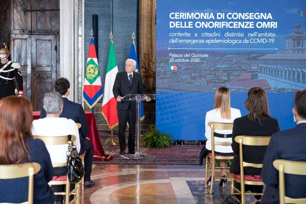 photo IPP spgr roma 20 10 2020 award ceremony of the OMRI honours conferred to distinguished citizens during the coronavirus emergency in the photo the president of the republic Sergio Mattarella WARNING AVAILABLE ONLY FOR ITALIAN MARKET  0