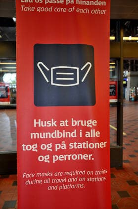 Copenhagen, Denmark,23..October 2020, Denmark has mandate protective face mask for passenger spulic transpot train metro train and buses during journey and bus driver have wear face mask during service due to ehalth safety during covid-19 coronavirus pandemic inc apital. (Photo..Francis Dean Deanpictures)