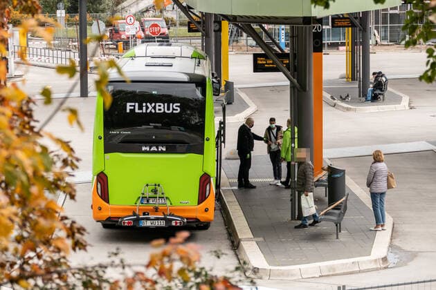 23 10 2020,Berlin,Germany,GER,ZOB Central bus station Berlin at the radio tower Flixbus destination Munich