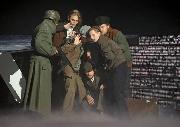 MOSCOW, RUSSIA - OCTOBER 23, 2020: Artists perform during the Athletes Salute the Great Victory concert held at the Megasport Sport Palace to mark this year s 75th anniversary of the victory in World War II. Vyacheslav Prokofyev TASS  TS0EBE27
