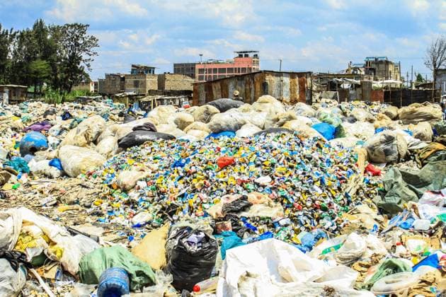 October 22, 2020, Nairobi, Kenya: A view of Dandora dumpsite located in the outskirts of Nairobi..Dandora dumpsite which is Nairobi™s biggest dumpsite receives an average of 2,000 metric tonnes of waste daily, most of it being mixed waste composed of largely compostable, metal, electronic, plastic among others. Recently there has been concern from Kenyans after a leaked letter written by the American Petro-Chemical Lobby Group, urging American Trade Negotiators to request Kenyan government to lessen its tough stance on plastic restrictions and to make Kenya an American plastic production hub for Africa. Many have interpreted this as a scheme to lift Kenya™s 2017 plastic bag ban hailed as the strictest globally. Single-use plastic waste - ZUMAs197 20201022_zaa_s197_227 Copyright: xJamesxWakibiax