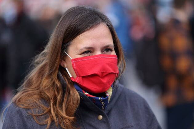 Manja Schüle SPD, Minister for Science, Research and Culture at a protest concert against the election of the new AfD faction leader on the Alter Markt in the Brandenburg Parliament in Potsdam, 27 October 2020 Protest concert grand piano instead of grand piano in Potsdam