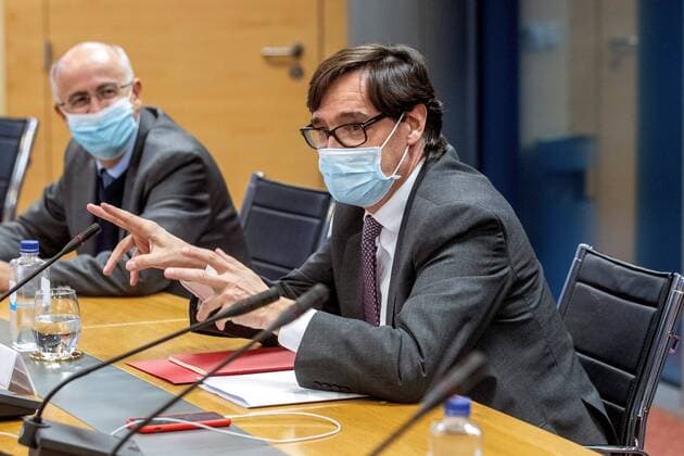 Spanish Minister of Health, Salvador Illa, take part in the meeting of the COVID-19 Group formed by the Central Government, the Community of Madrid and the Interterritorial Health Council, in Madrid, central Spain, 27 October 2020. Meeting of the COVID-19 Group in Madrid !ACHTUNG: NUR REDAKTIONELLE NUTZUNG!  Copyright: xRodrigoxJimenezx GRAF8959 20201027-637394207768345805