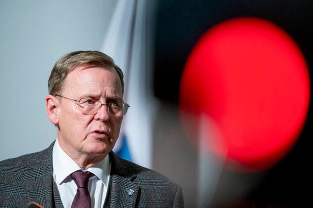 STATEMENT MP RAMELOW ON CORONA MPK 28 10 2020 Erfurt Prime Minister Bodo Ramelow DIE LINKE during his press statement following the Prime Ministers conference on the Corona approach in Germany on 28 October 2020