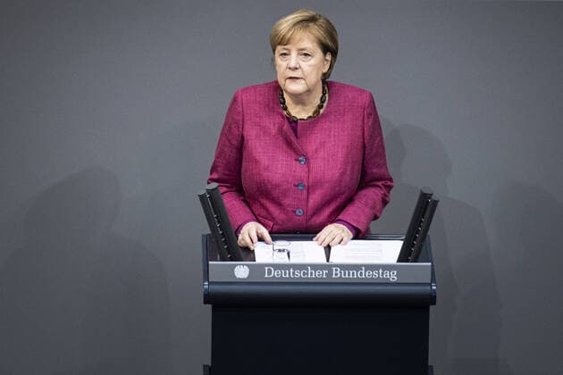 Bilder des Jahres 2020, News 10 Oktober News Themen der Woche KW44 News Bilder des Tages Angela Merkel, Bundeskanzlerin, aufgenommen im Rahmen einer Regierungserklaerung zur Politik der Bundesregierung in der Corona-Pandemie im Deutschen Bundestag in Berlin, 29.10.2020. Berlin Deutschland *** Angela Merkel, German Chancellor, recorded in the German Bundestag in Berlin, 29 10 2020 Berlin Germany in the context of a government statement on the policy of the Federal Government in the Corona Pandemic Copyright: xFlorianxGaertner photothek.netx