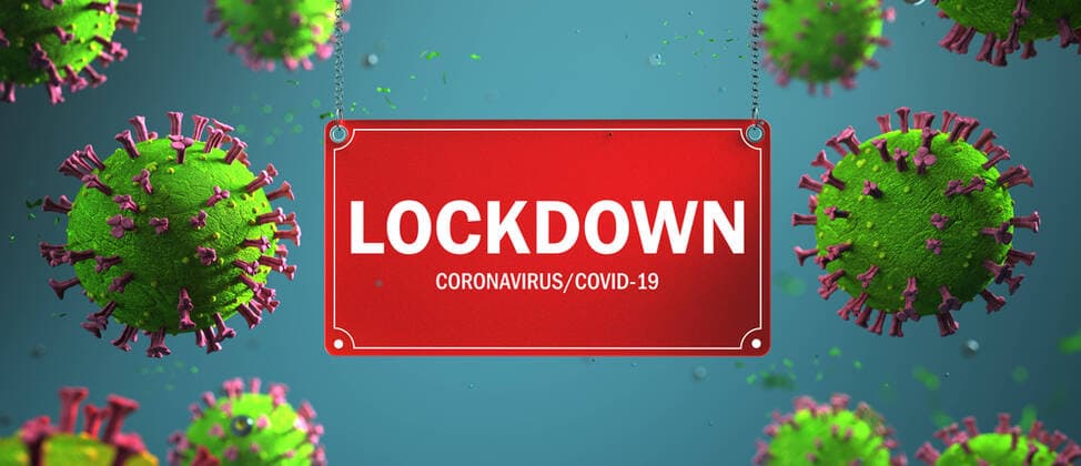 News Themen der Woche KW44 News Bilder des Tages Sign Lockdown Coronavirus Sign Lockdown with the corona viruses. 3d illustration.