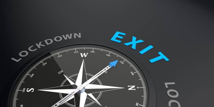 Compass Exit Lockdown An exit strategy from the lockdown. 3d illustration.
