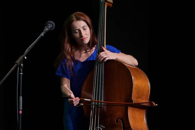 Concert of the music group ALMA, as part of the Salzkammergut Festwochen Gmunden, in the cultural centre AlFa in Steyrermühl Laakirchen in Austria, on 29 10 2020 The picture shows the bass player Marlene Lacherstorfer 2020 Concert of the music group ALMA, as part of the Salzkammergut Festwochen Gmunden, on 29 10 2020