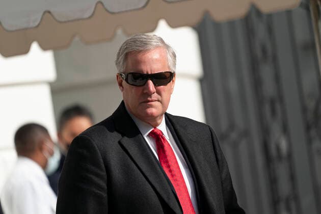 Mark Meadows, Assistant to the President and Chief of Staff listens as United States President Donald J. Trump speaks to the media before departing the White House in Washington, DC headed for political rallies in Michigan, Wisconsin and Minnesota Friday, October 30, 2020. Copyright: xChrisxKleponisx xPoolxviaxCNPx MediaPunchx