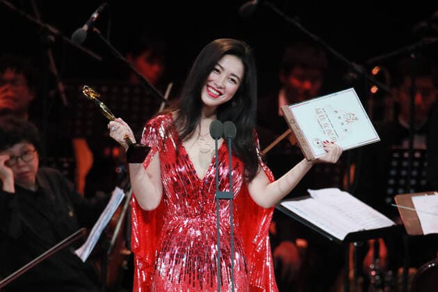 Bilder des Jahres 2020, Entertainment 11 November Chinese Zhu Zhu speaks after winning the Best Supporting Actress for her acting in The Best Partner at the 2020 the 7th WenRong TV Award at the Hengdian World Studios in Jinhua city, east China s Zhejiang province, 1 November 2020. Zhu Zhu wins Best Supporting Actress at 2020 WenRong TV Award in east China  1062555328376471643