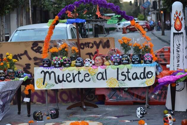 MEXICO CITY, MEXICO - NOVEMBER 2: Gender violence honored with Day of the Dead altar during a march to commemorate victims of femicide, in protest against violence-gender during the Mexico Day of the Dead. Mexico is one of the countries in the world with the highest rate of gender violence, in 2020 there have been new 489 femicides on November 2, 2020 in Mexico City, Mexico. Credit: Carlos Tischler Eyepix Group The Photo Access MEX - 2020 - Day Of The Dead Protest Against Gender Violence in Mexico City  Copyright: xCarlosxTischlerx