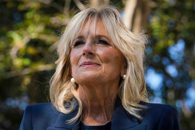 November 3, 2020, St. Petersburg, Florida, USA: Dr. Jill Biden speaks to reporters during a campaign stop at the Thomas Jet Jackson Recreation Center, on Election Day, Tuesday, Nov. 3, 2020 in St. Petersburg. St. Petersburg USA - ZUMAs70_ 20201103_zan_s70_074 Copyright: xMarthaxAsencioxRhinex