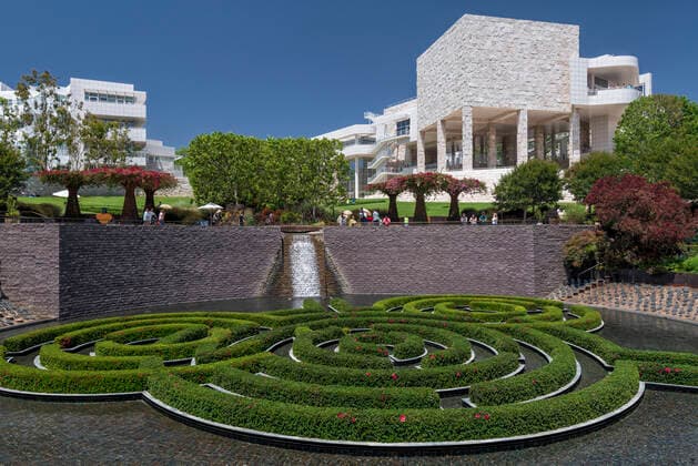 Architektur von Richard Meier The Getty Centre s central garden, Los Angeles, California, USA  Copyright: xJohnnyxJetstreamx