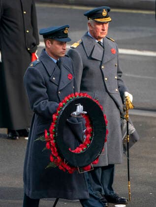 . 08 11 2020. London, United Kingdom. Prince Charles, The Prince of Wales and Prince William, The Duke of Cambridge, at the Remembrance Sunday service at The Cenotaph in London.  xi-Imagesx IIM-21776-0056