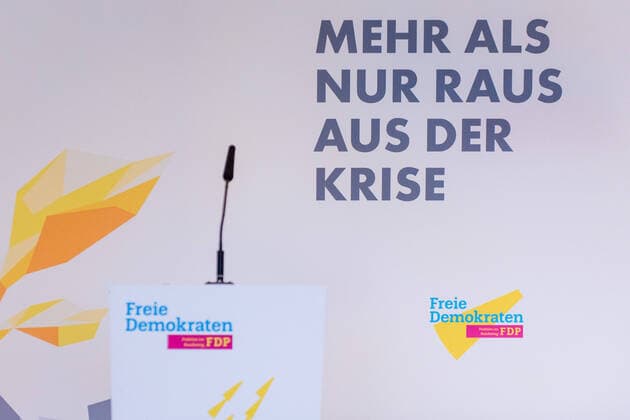 Berlin, Press Conference of the FDP Faction Germany, Berlin 03 11 2020 The picture shows the lectern in front of the press wall of the FDP Faction in the German Bundestag Berlin Bundestag Berlin Germany