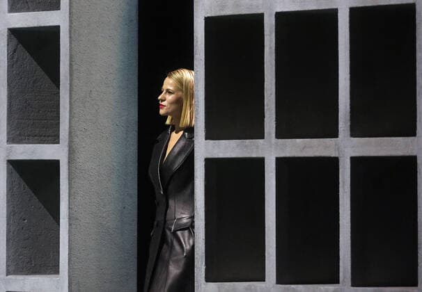 MOSCOW, RUSSIA - NOVEMBER 10, 2020: Actress Alexandra Rebenok in a scene from a theater production of Fyodor Dostoyevsky s novel Demons staged by director Konstantin Bogomolov at the Palace on the Yauza theater and concert hall. Sergei Fadeichev TASS  TS0EDC7D